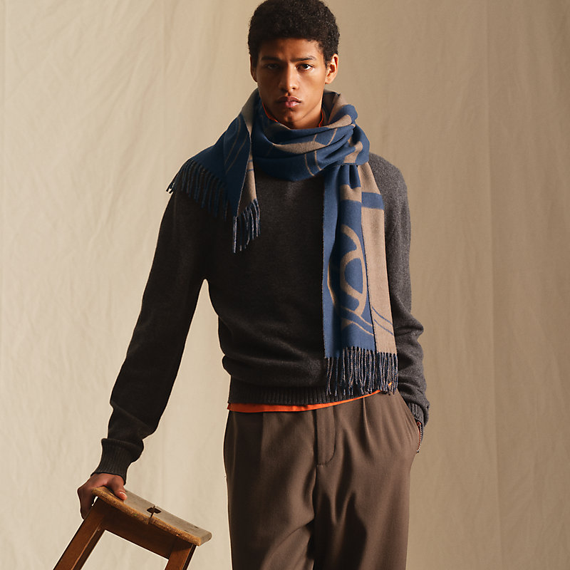 カシミヤマフラー 《メタル・エケストル》 - グレー | Hermès